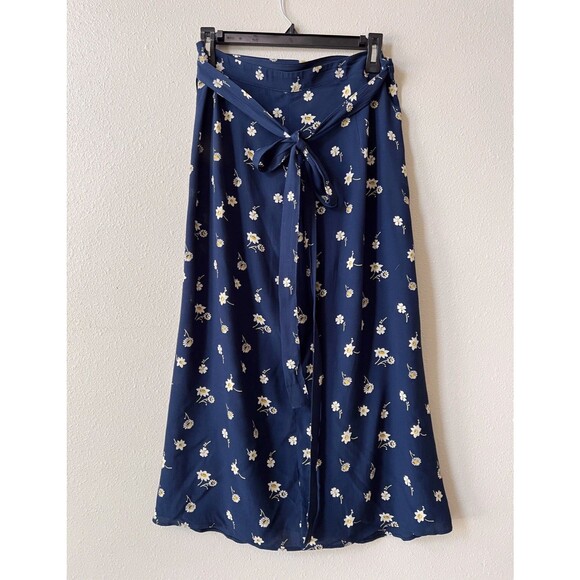 Madewell Heyday Tulip Hem Wrap Midi Skirt Women’s Size 10 Floral Navy Blue - Picture 10 of 10